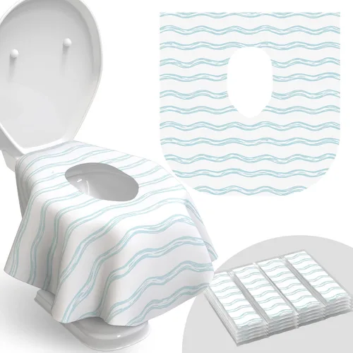 Miniatura 9 de Fundas desechables para asiento de inodoro, paquete de 20, impermeables, ideales para niños y adultos, extra grandes, envueltas individualmente