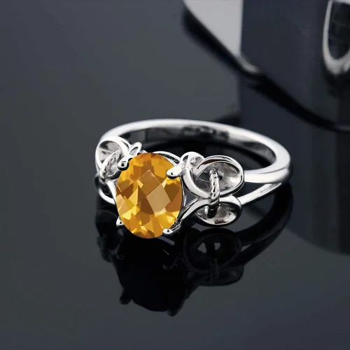 Miniatura 96 de Gem Stone King Anillo de compromiso ovalado con piedra natal para mujer, plata de ley 925, ovalado de 0.354 x 0.276 in, anillo de compromiso