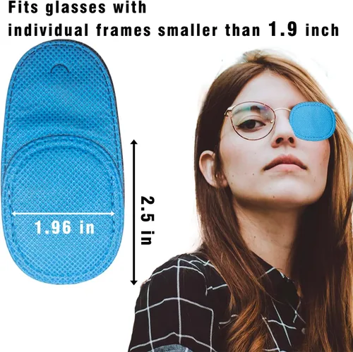 Miniatura 3 de Paquete de 2 parches para ojos, parches reutilizables para ojos izquierdo y derecho para niños, niños pequeños, ojos perezosos (azul) (2)