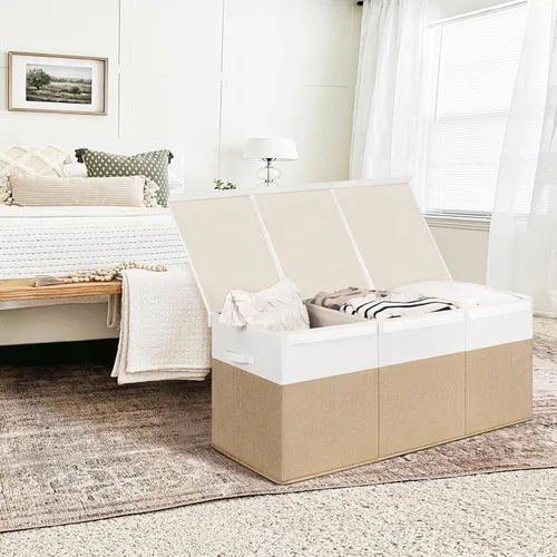 Miniatura 5 de INDRESSME Caja de juguetes extra grande de 185L, organizador de almacenamiento de juguetes, contenedores de almacenamiento plegables con tapas, baúl