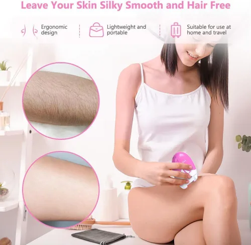 Miniatura 6 de Depiladora para mujer, depiladora de deslizamiento suave, removedor de vello facial para mujeres con 2 velocidades y luz LED, depilación facial