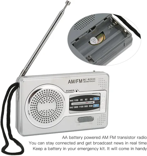 Miniatura 3 de Radio portátil, radio de bolsillo AM FM, funciona con pilas, altavoz premium, conector para auriculares, adecuado para regalos, ancianos, familia