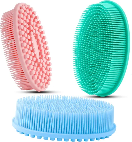 Miniatura 13 de Paquete de 3 unidades de esponja de silicona suave, exfoliante corporal de silicona suave, cepillo corporal de silicona para baño y ducha