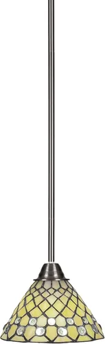 Miniatura 51 de Toltec Lighting Paramount - Mini colgante de 1 luz en acabado negro mate con cristal de arte perla de 7 pulgadas y estilo negro