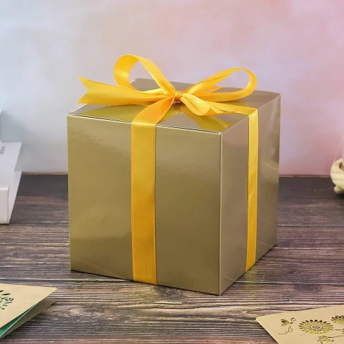 Miniatura 2 de Caja de regalo cuadrada para todas las ocasiones, pack de 12 unidades, de Ezek , L, Dorado
