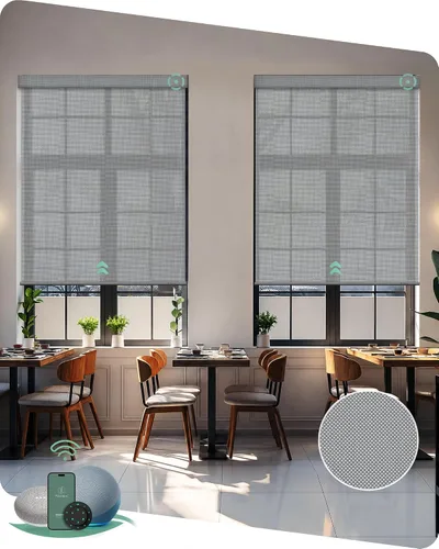 Miniatura 9 de Yoolax Persianas solares motorizadas que filtran la luz, persianas inteligentes con control remoto, funcionan con Alexa, persianas enrollables