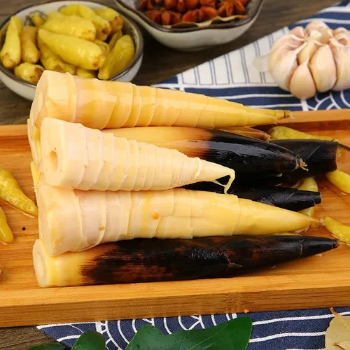 Miniatura 5 de Brotes de bambú pelados a mano 8.11 oz/paquete, brotes de bambú crujiente de pimienta en escabeche, aperitivo chino picante, brotes de bambú