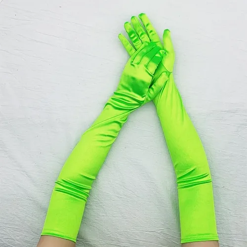 Miniatura 3 de Guantes largos de fiesta de ópera de los años 20, guantes de satén hasta el codo, tela elástica de satén cómoda para disfraces de novia, boda