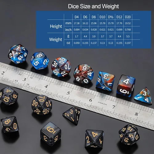 Miniatura 4 de QMay DND Juego de Dados - 25x7 (175 piezas) Dados Poliédricos Compatibles con Dungeons and Dragons D&D RPG MTG Juegos de Mesa. 25 juegos de 7 dados