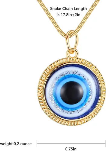Miniatura 3 de WBRWP- Juego de collar con colgante de mal de ojo cristal de ojo azul con cadena de cuerda de cuero, acero inoxidable, protección turca