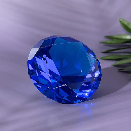Miniatura 2 de LONGWIN Pisapapeles de diamante de cristal de 80 mm (3.1 pulgadas), joyas para decoración de boda, centros de mesa, decoración para el hogar (Azul)