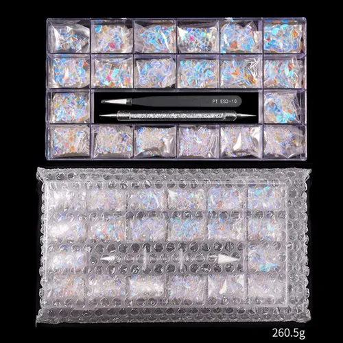 Miniatura 2 de Yzzseven 12 tipos de Aurora 600 diamantes + 2500 diamantes de imitación planos, mezcla de 20 estilos con parte trasera plana, cristales de diamantes