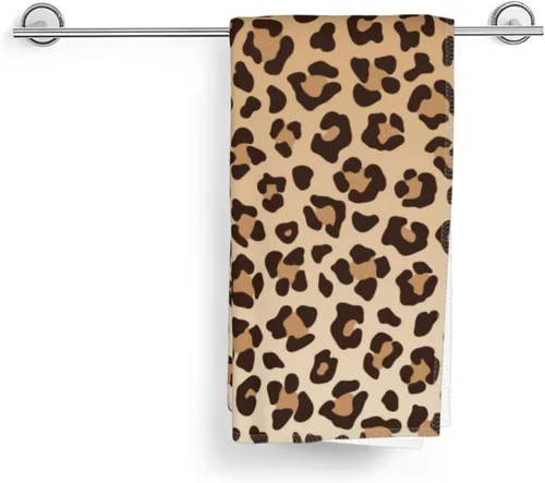 Miniatura 9 de Perinsto Toalla de mano con estampado de leopardo, toalla decorativa de piel de animal, multiusos para baño, cocina, gimnasio y spa, 27.5 x 15.7