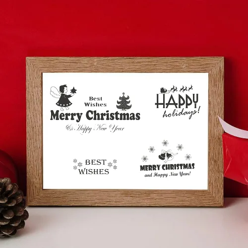 Miniatura 3 de Palabras de felicitación de Feliz Navidad, sellos transparentes para hacer tarjetas y decoraciones de álbumes de fotos, sellos de silicona de árbol
