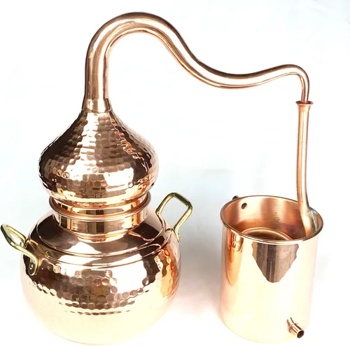Miniatura 2 de Alambique de whisky alémbico expandible, destilería de cobre de medio litro, 2 litros/8.5 tazas