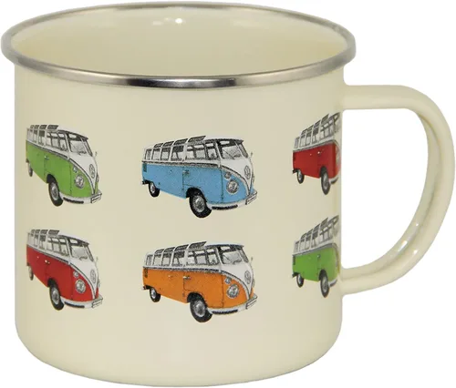Miniatura 14 de BRISA VW Collection - Taza grande esmaltada para café y té Volkswagen para acampar y al aire libre, T1 autobús autocaravana