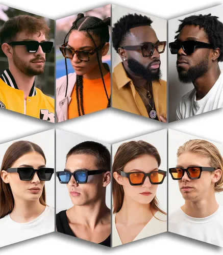 Miniatura 2 de AIEYEZO Gafas de sol cuadradas para mujeres y hombres, gafas de sol cuadradas con montura gruesa, estilo de diseñador simple