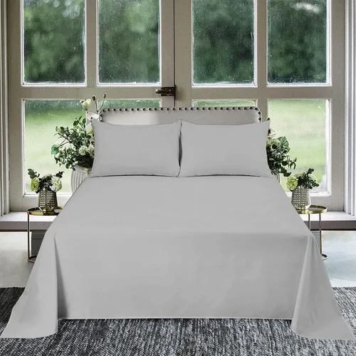 Miniatura 26 de 3 piezas Sábana plana tamaño King Plus extra grande (120 x 120 pulgadas) 800 hilos 100% algodón egipcio calidad de lujo ropa de cama sábana plana