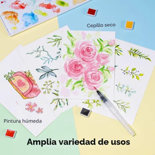 Miniatura 5 de Juego de acuarelas MeiLiang, 36 colores vívidos en caja de bolsillo con anillo de metal y pincel de acuarela, perfecto para estudiantes