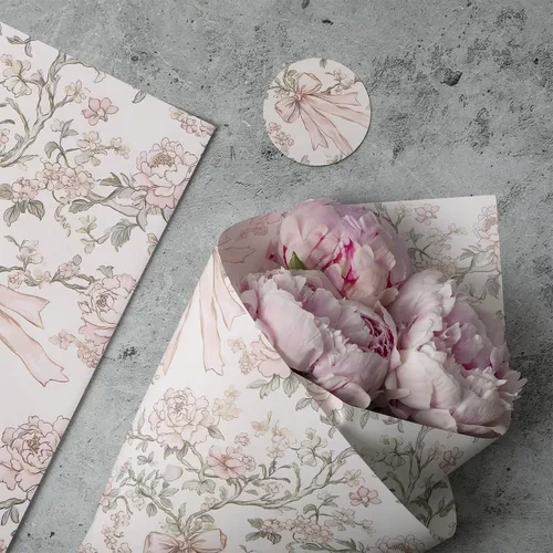 Miniatura 7 de Ywdbzjhs 1 rollo de papel de regalo de lazo rosa y flores, 17 pulgadas x 33 pies, papel de regalo con lazos florales vintage coqueta, para San