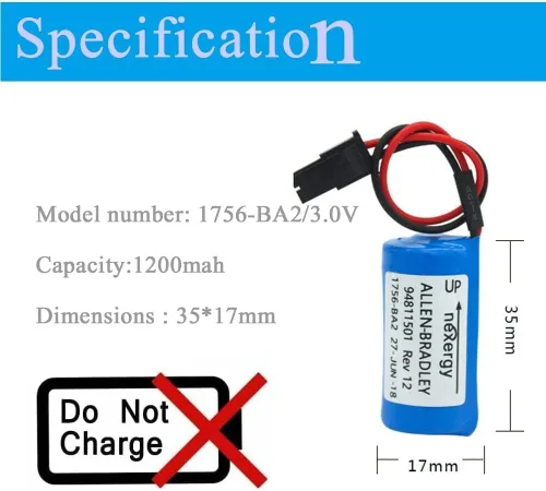 Miniatura 2 de 【20 Pack】 3V 1200mAh 1756-BA2 Non-Rechargeable PLC Battery for Allen Bradley 1756-BA2 BR2/3A-AB 1745-B1
