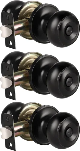 Miniatura 20 de KNOBWELL Pomos de puerta de privacidad, pomo de puerta de cama y baño con cerradura, pomos de puerta de bronce aceitado interior, pomo de puerta