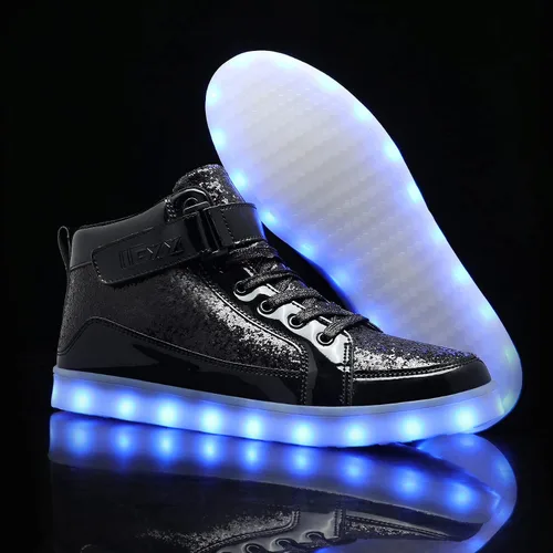 Miniatura 5 de IGxx Zapatos con luz LED para niños, tenis de alta calidad, zapatos con luces para niños, carga USB, entrenadores luminosos intermitentes