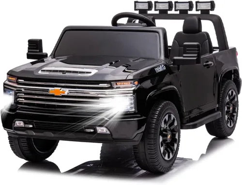 24V 4WD vehículo de juguete conducido, 2 plazas con licencia Chevrolet Silverado HD con control remoto, camión eléctrico para niños con batería para