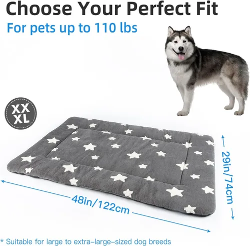 Miniatura 6 de Mora Pets Alfombrilla para jaula de perro para perros grandes, lavable, delgada, para jaula de 48 pulgadas, ultra suave, colchón plano para Gris
