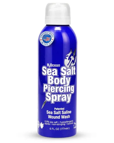 H2Ocean Spray de piercing corporal con sal marina – Spray de perforación salina para piercings y modificaciones corporales – Cuidado posterior de
