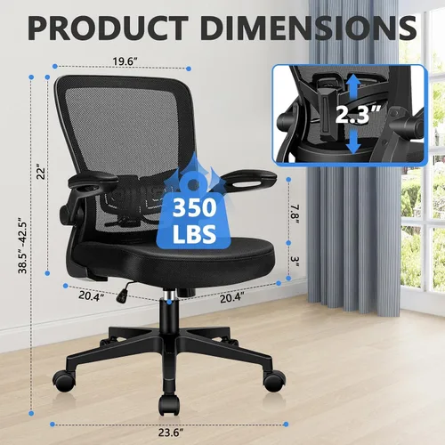 Miniatura 3 de KLASIKA Sillas de escritorio de oficina con ruedas, silla ergonómica de malla con soporte lumbar de altura ajustable, silla giratoria