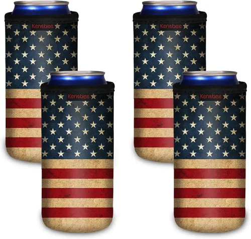 Miniatura 14 de Paquete de 4 Fundas Enfriadoras para Latas Delgadas de 12oz, Suaves Aisladas Reutilizables Antideslizantes de Neopreno Portavasos Cubiertas