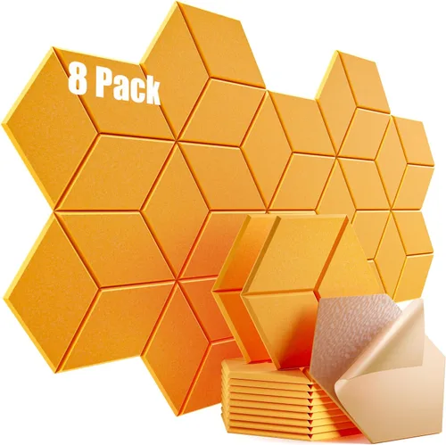 Miniatura 98 de Paquete de 12 paneles acústicos autoadhesivos de 12 x 10 x 0.4 pulgadas, paneles de espuma a prueba de sonido con alta densidad, diseño forrado