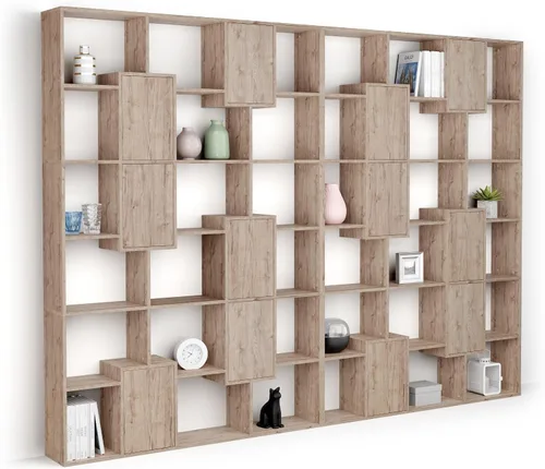 Miniatura 12 de Mobili Fiver, Iacopo XS Estantería con puertas de panel (63.31 x 31.5 pulgadas), color negro Ashwood, Made in Italy