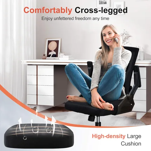 Miniatura 6 de GTPLAYER Silla de oficina ergonómica con reposabrazos abatibles, silla ejecutiva para computadora en casa, malla transpirable y cómodo soporte Negro