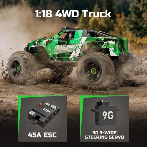Miniatura 3 de 36KMH 1:18 Coche de Control Remoto RC Coches Camión para Adultos Niños de 8 a 12 años, Vehículo Eléctrico Todo Terreno 4X4 de Alta Velocidad