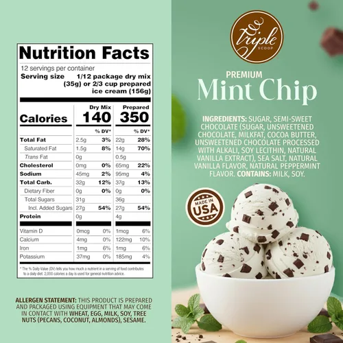 Miniatura 2 de Triple Scoop - Mezcla de helado de chocolate de menta prémium para hacer helados. Simple, fácil, delicioso. De mezcla gourmet a máquina en 5