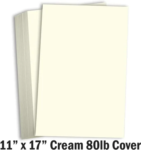 Miniatura 2 de Hamilco Cartulina color crema de 11 x 17 pulgadas, peso pesado, 80 libras, cartulina de cartulina - Paquete de 25
