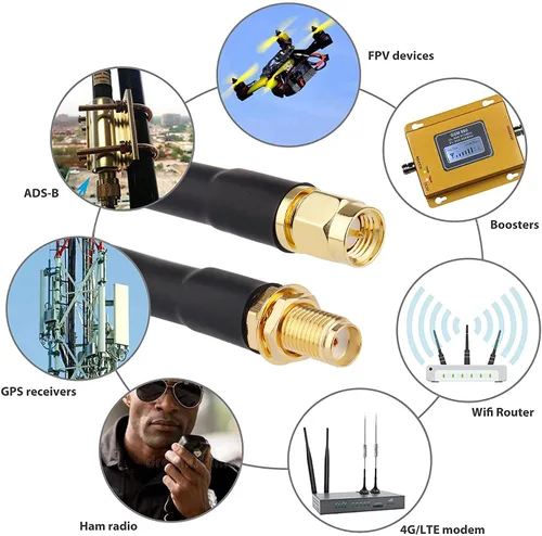 Miniatura 5 de XRDS -RF Cable SMA de 1 pie, cable de extensión SMA con conector SMA macho a SMA hembra de 50 ohmios KMR240 cable coaxial SMA de baja pérdida