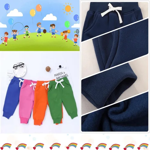 Miniatura 4 de CuteOn Unisex Toddler Jogger Pants Kids Cotton Elastic Waist Winter Baby Sweatpants Pants 1-5Years