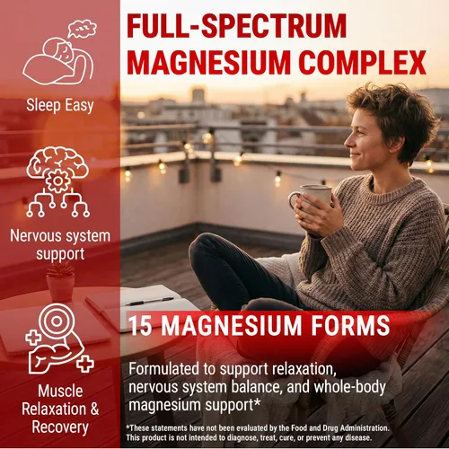 Miniatura 4 de Complejo de magnesio 15 en 1 de 224 mg - Cápsulas de suplemento de magnesio múltiple, mezcla completa de magnesio y combo - El mejor complejo