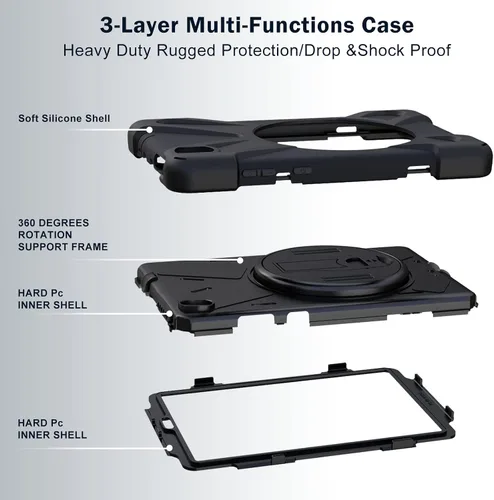 Miniatura 5 de ProCase Funda Lenovo Tab K10 de 10.3 pulgadas 2021 / M10 FHD Plus (2ª generación 2020), resistente a prueba de golpes, con soporte giratorio