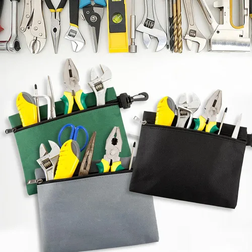 Miniatura 6 de Paquete de 3 pequeñas bolsas de herramientas con cremallera multiusos organizador de almacenamiento duradero 600D Oxford impermeable bolsa