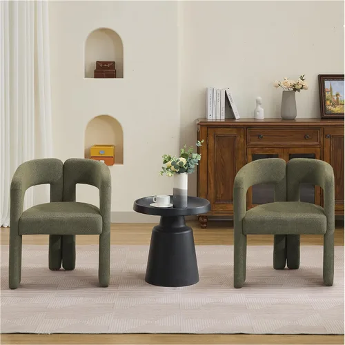 Miniatura 38 de adochr Modernas sillas de comedor de barril, silla de comedor tapizada de lino con patas de madera, sillas decorativas con brazos, cómodos sillones