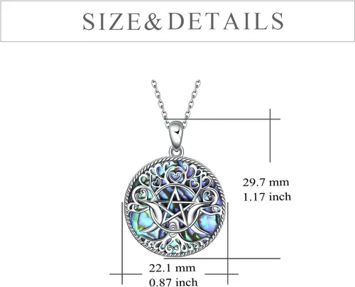 Miniatura 5 de YFN Collar con dije de triple luna y diosa de plata esterlina, pentagrama y ópalo, collar con dije de ópalo pagano, amuleto mágico wiccano, árbol