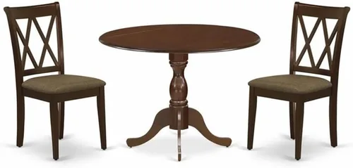 Miniatura 13 de East West Furniture DMCL3-LWH-C - Juego de mesa de cocina de 3 piezas para espacios pequeños contiene una mesa de comedor redonda con gotas y 2
