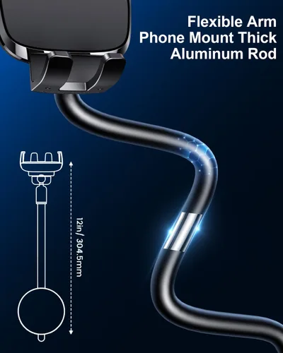 Miniatura 4 de FESIYOYE Soporte de teléfono para automóvil [brazo flexible de 6.2 pulgadas] Soporte de teléfono celular para salpicadero del parabrisas