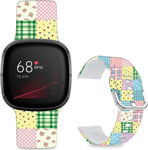 Miniatura 22 de Correas de reloj de dibujos animados con estampado floral compatibles con Fitbit Versa 4/Versa 3/Fitbit Sense 2/Sense Band de silicona suave