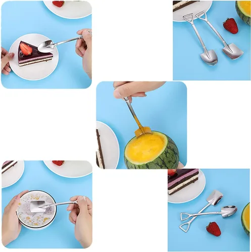 Miniatura 5 de Juego de cucharas de postre, 4 cucharas de acero inoxidable de 6 pulgadas, cuchara de fruta para helado para el hogar, cocina o restaurante