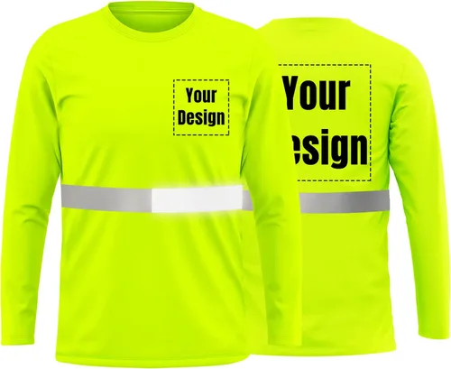 Miniatura 37 de La alta visibilidad reflexiva de las camisetas de la seguridad del logotipo de encargo Hola Vis de Verde neón